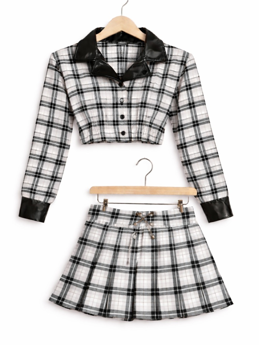 Dolls Kill Plaid 2 Piece Set  (Runs Small) Crop Top + Mini Ski Skirt Y2K